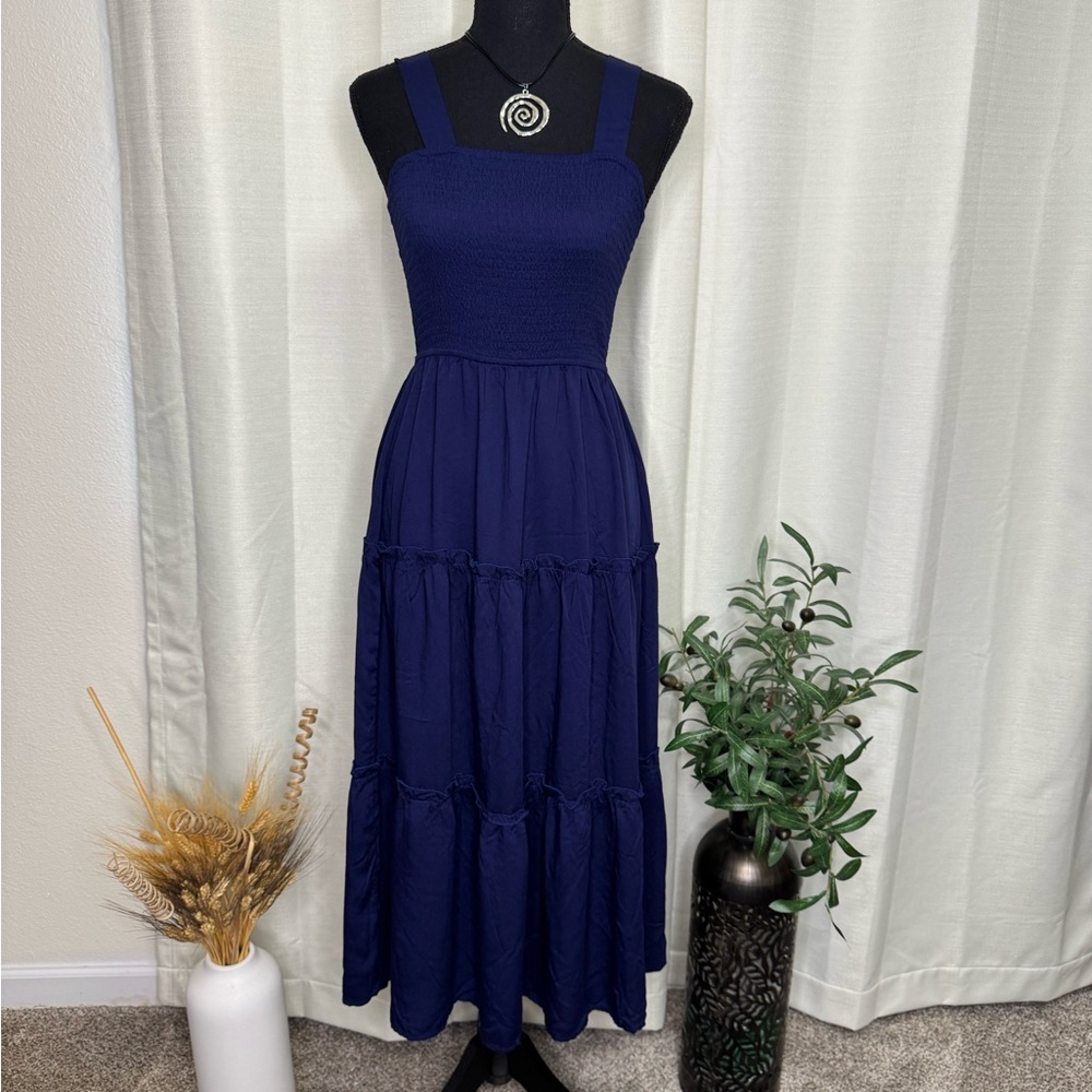 SHEIN Elegant Navy Blue Maxi Dress Small